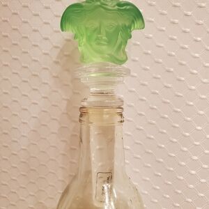 Versace Green Glass Art Bottle with Decorative Stopper